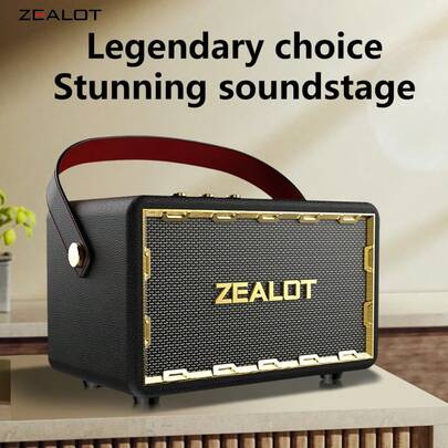 ZEALOT Altoparlante senza fili Zealot MT01 da 60W | Impermeabile IPX4, batteria da 24000mAh con 12 ore di autonomia e funzione power bank, audio stereo Hi-Fi con bassi potenti, doppio ingresso microfono per cantieri, eventi in spiaggia, discorsi pubblici e avventure all'aperto
