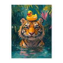 1pc Unframed Colorful Tiger Cheetah Black Cat In Bathtub Wall Art Canvas Painting Abstract Pink Animals Prints Posters Living Room Home Decor