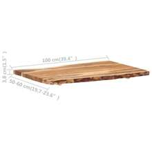 vidaXL Table Top  Natural Wood  Solid Acacia Wood  39.4 X 19.7-23.6 In  Durable  Solid Wood Table Top  Rectangular  Rustic  Dining Room Table  Acacia Wood Table  Rustic Wooden Tabletop - Brown - View 2