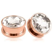 2件装不锈钢立方水晶螺旋耳扩扩器耳环穿刺饰品 - 圓形的 - 查看 20