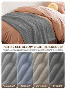 1pc Flannel Ribbed Blanket - The First Choice For Room Decoration, Plain Plush Blanket, Super Soft, Bed Blankets & Towel Blankets, Lightweight, Cozy And Warm Blanket, Soft And Easy Care, Simple Fabric Plush Shaggy Blanket, Home Textile, Gray Blanket, Multi-Purpose Blanket For Sofa, Oeko-Tex