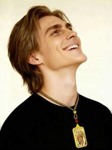 TUGGUO 1PC / Thangka Pendant Necklace, Stainless Steel Gold Plated With Agate Bead, Retro Art Religious Amulet Jewelry For Women & Men