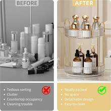 360° Rotating Makeup Organizer For Vanity - 2 Tier Perfume Organizer With Large Capacity - Skincare Organizer For Bathroom Counter - Space-Saving Cosmetic Storage For Dresser Countertop (Clear) - 透明 - 查看 4