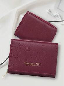 BATSIOE Toothpick Texture Fashion Letter Print Women's Wallet Exquisite Compact Multi-Card Slots Luxury Short Wallet Classic Zipper Design Coin Purse Card Holder Small Square Bag For Women Wallet Mini Wallet Purse Wallet Small Wallet Cute Wallet