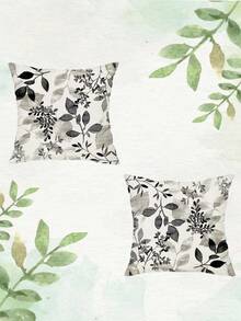 2 Stücke Boho Blatt Muster Kissenbezüge, 45cm x 45cm, super weicher Plüschpolyester Stoff, maschinenwaschbar mit Reißverschluss, geeignet für Sofa, Wohnzimmer, Schlafzimmer Dekoration, ohne Kissenfüllung, Boho Stil Kissenbezüge, dekorative Kissenbezüge (Kissenfüllungen nicht enthalten) - Schwarz - Übersicht 11