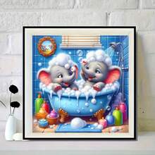 Diamond Painting Kit, Bathing Elephant, Frameless Handcraft Suitable For Home And Office Wall Decor, Multi-Size - Multicolor - View 3