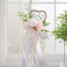 Flower Girl Wand Wedding Bouquet Artificial Rose Flowers Magic Wand With Ribbons For Special Occasions - Champagne - View 4