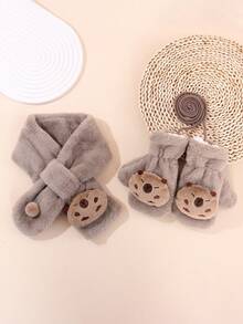 2 Stücke Plüsch Bär Handschuhe und Schal, geeignet für den täglichen Gebrauch und Reisen