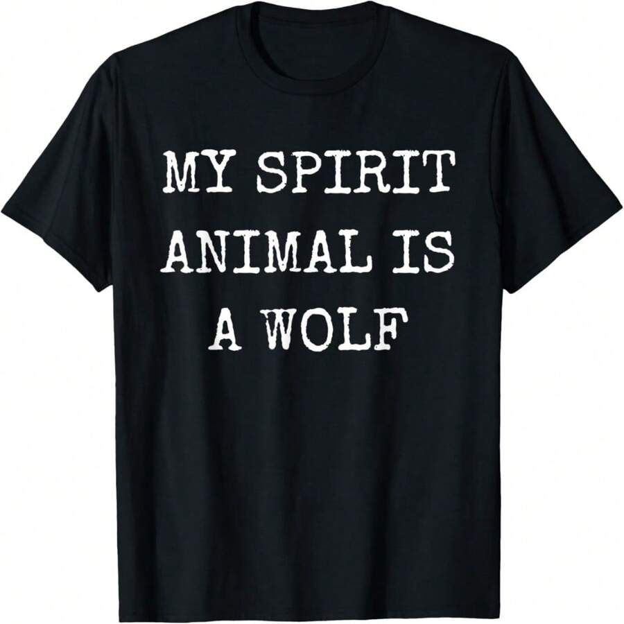 Funny Wolf T-Shirt | My Spirit Animal Is Wolf - 黑9 - 查看 1