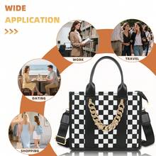 Damska torba typu tote o dużej pojemności w kratkę z regulowanym, odpinanym paskiem – beżowo-brązowa krata, złote okucia, zapięcie na zamek, nylon i torebka na co dzień, do pracy, w podróż, na zakupy – stylowa, swobodna torba typu crossbody w kolorze beżowym, brązowym i czarnym | Uniwersalna, duża pojemność, wytrzymały nylon i materiał poliuretanowy, elegancki wzór w kratkę, złote okucia, podszewka, idealna na imprezy i zajęcia na świeżym powietrzu