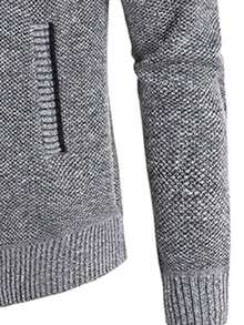 USLAN Men's Winter Jacket Pocket Zipper Mock Neck Heated Jacket, Streetwear Classic Slim Long Sleeve Thermal Outerwear For Fall & Winter, Cold Weather Gear - 淺灰色 - 查看 4