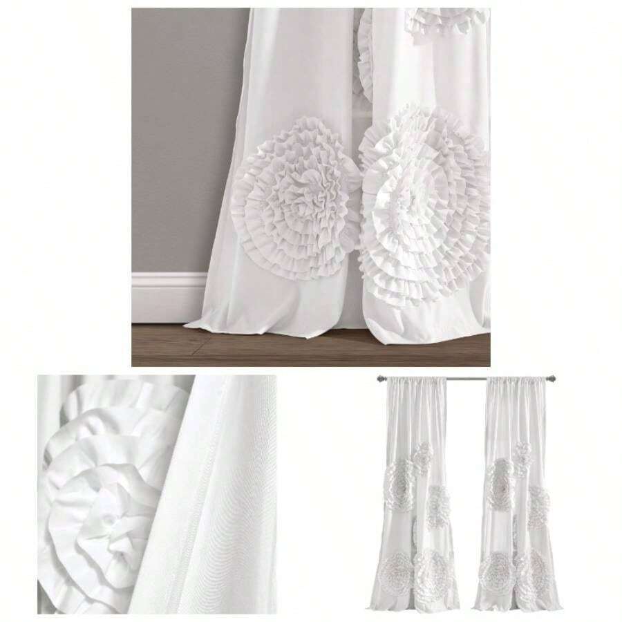 Serena Panel Cortina de Ventana, 213, 36x 137, 16, Blanco - 137,2An x 241,3Al cm (1 Paneles) + Blanco - Ver 1