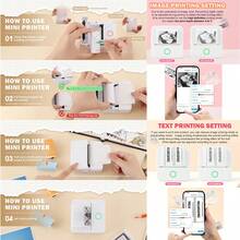 Mini imprimante à autocollants, imprimante thermique de poche avec papiers thermiques, imprimante portable Notebuddy pour notes d'étude, DIY, scrapbooking, journal, mémo, liste, imprimante à autocollants sans encre pour téléphone et tablette, impression nomade, cadeaux pour la rentrée, Halloween, Thanksgiving, Noël, anniversaire et autres occasions spéciales, connexion avec l'application "Tiny Print" - Multicolore - Voir 10