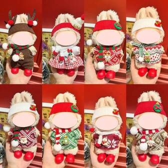 [Clothes Only] New Hot Selling 17cm 1st/2nd/3rd Generation Labobo Plush Doll Outfit - Cute & Festive Red Christmas Costume Set For Labubu