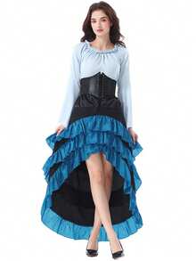 Medieval Pirate Queen Corset And Ruffle Maxi Skirt Sailor Costume For Halloween