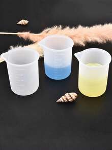 2pcs/5pcs/6pcs Silicone Measuring Cup, 100ml Silicone Cup Resin Non-Stick Mixing Cup Resin Measuring Cup Tool, Accurate Calibration, Resin DIY Process - White - View 1
