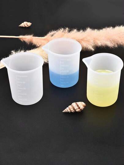 2pcs/5pcs/6pcs Silicone Measuring Cup, 100ml Silicone Cup Resin Non-Stick Mixing Cup Resin Measuring Cup Tool, Accurate Calibration, Resin DIY Process