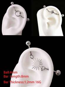 1PC Star Floating Industrial Piercing Barball Helix Piercing Stainless Steel Ear Piercing Body Jewelry Ear Stack