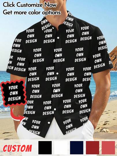 1pc Customizable Men's Casual Shirt, Personalized With Uploaded Photos And Logo Design, Unique Button-Down Casual Shirt For Men, Suitable For Everyday, Events, Holidays, One-Of-A-Kind Gift For Boyfriend, Employees, Family, Friends Ornamental,Dawg Stylish,Fashion,Hipster,Contracted,Easy Costume,Modest Fashion,Minimal Chic,Casual Custom,Unique,Personalized Ideal Gifts For Him Family,Boyfriend,Friends,Children