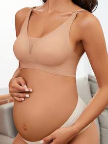 3pcs Maternity & Nursing Bras, Deep V-Neck Sexy Front Closure Breastfeeding Bras, Comfortable Seamless Lift & Support, Suitable For All Seasons - Multicolor - View 4
