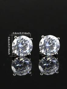 1 Pair 2 Carat Moissanite Luxury Round Cut Moissanite 925 Sterling Silver Stud Earrings, Suitable For Women & Girls, Christmas, Thanksgiving Gift, Prom, Wedding Jewelry