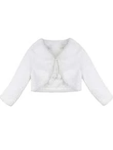 1 件花童公主仿皮草冬季保暖夹克披肩披肩派对婚礼圣诞节装扮 - 短毛絨披肩 - 查看 12