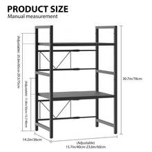Huini Microwave Oven Rack, 3-Tier Kitchen Counter Organizer Metal Shelf Stand, With 6 Hooks, Air Fryer Shelves Stand, Adjustable Microwave Oven Rack, Desktop Printer Shelf Racks, Bakers Racks - 3-tier - View 3