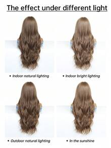 28 Inch Brown Wig Long Curly Wig With Bangs Natural Appearance Heat-Resistant Synthetic Wig Suitable For Fashionable Women,Daily Party Holiday Travel Use, Natural And Realistic False Hairpiece For Halloween And Christmas New Year Carnival Music Festival Cosplay ,Gifts For Girls,Summer Graduation Gifts,Ready-Made Gifts,Halloween Christmas Gifts - 棕色 - 查看 10