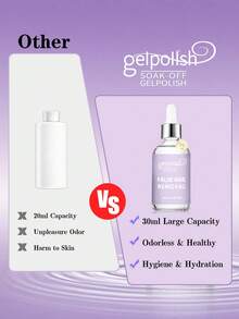 30毫升卸甲水 - 温和配方，适用于凝胶、亚克力和美甲贴纸，无损卸除，粉色瓶身带涂抹器，时尚设计，无香型 - 無色 - 查看 6