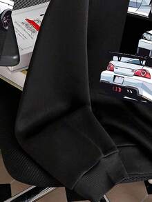 Tween Boy Cartoon Car Print Warm Sweatshirt - Black - View 5