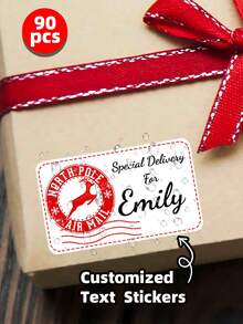 1-180 Stücke personalisierte Weihnachts-Adressaufkleber, anpassbare Aufkleber, personalisierte Cartoon-Wandaufkleber für Räume, Namens-Wandaufkleber für Heimdekoration, PVC-Wandkunst Tapete, Heimdekoration, multifunktional, anpassbar