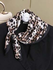 1pc Women's Imitated Mulberry Silk Square Scarf, 27.6" Versatile Silk-Like Hangzhou Silk Scarf, Elegant Neck Wrap, Hair Scarf, Headband, Lightweight Satin-Feel Accessory For Daily Wear, Travel, And Chic Gift Idea - Blue 2 - View 8