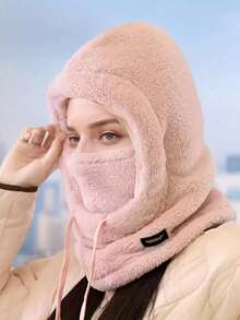 女士冬季抓绒滑雪面罩，冬季抓绒滑雪帽，防风抽绳拉法帽围巾，抓绒拉法帽滑雪面罩，保暖面罩，涤纶针织全头颈部保暖套，男女通用，轻便，手洗，无弹力面料，做工精良 - 彩色 - 查看 16