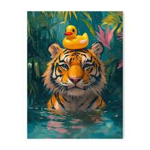 1pc Unframed Colorful Tiger Cheetah Black Cat In Bathtub Wall Art Canvas Painting Abstract Pink Animals Prints Posters Living Room Home Decor