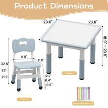 Height Adjustable Table And 4 Chair Set With Storage Box – Graffiti Design Activity Table With Non-Slip Legs For Boys And Girls Ages 2-10, Perfect For Daycare, Classroom And Home