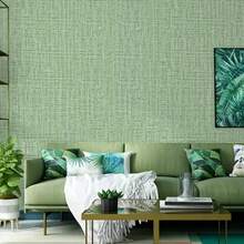 1 Roll Self-Adhesive Linen Wallpaper - 3D Peel And Stick Wall Decal, Easy To Install Thickened Home Decor, DIY Waterproof Oil-Resistant Removable Wallpaper For Bedroom And Living Room - Light Green - View 9