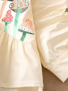 Girls' Fashionable Cute Mushroom Print Blouse/Shirt, Suitable For Autumn - Beige - View 4