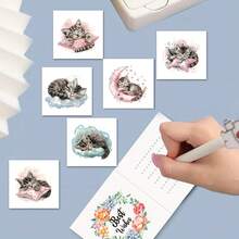 6pcs/Set DIY Cute Cat, Rabbit, Wolf And Flower Pattern Diamond Painting DIY Mosaic Asymmetrical Diamond Crystal Greeting Card Kit - Express Unspeakable Love And Affection, Write Romantic Messages - Multicolor - View 6
