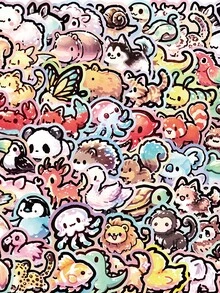 65pcs Animal Graffiti Stickers Octopus Puppy Fawn Animal Collection - Reusable Self-Adhesive Decals For Phones, Luggage, And Party Favors - Vibrant Mixed Colors, Perfect For Holiday Gifts & Creative Decor