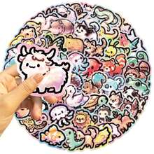 65pcs Animal Graffiti Stickers Octopus Puppy Fawn Animal Collection - Reusable Self-Adhesive Decals For Phones, Luggage, And Party Favors - Vibrant Mixed Colors, Perfect For Holiday Gifts & Creative Decor