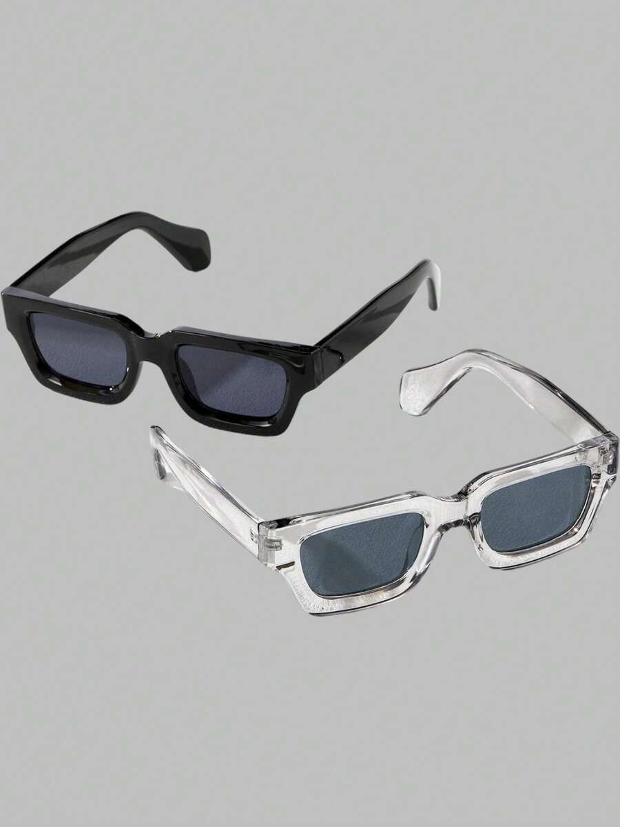 DareSee 2副男士塑料几何镜框时尚眼镜套装 音乐节 Y2K 节 返校季 秋冬季礼物