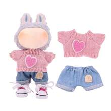 17cm 1st/2nd/3rd Generation Raboo Plush Doll Clothes, Cute Women's Casual Dress Set Suitable For Raboo Doll - Multicolor - View 9