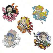 "Personalized Cartoon Anime  Brooch, Kamado Tanjiro & Nezuko Kawaii Pin, Fashionable Bag Decoration Pendant, Perfect For Daily Wear & Gifts" - Nhiều màu - Xem 2