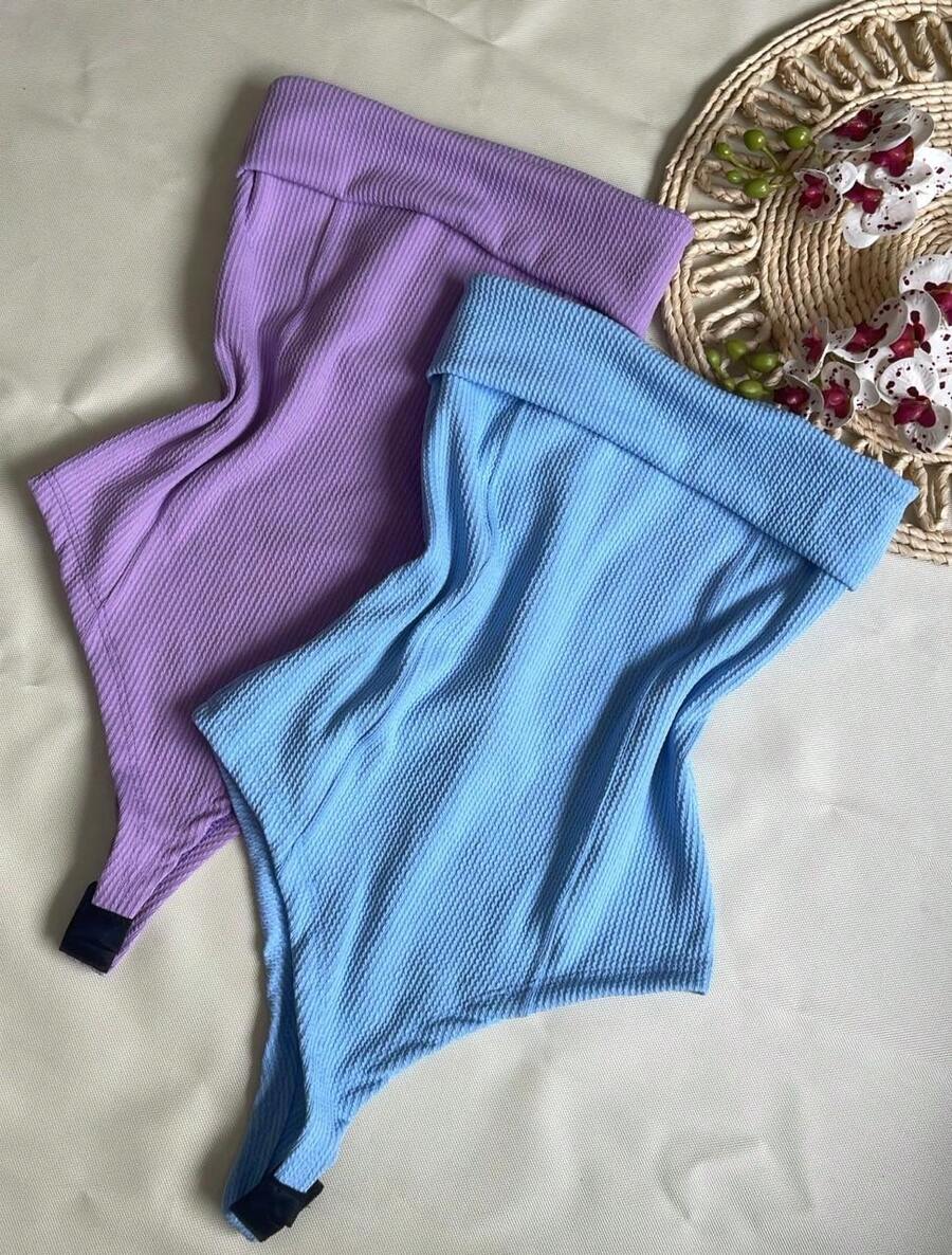 Kit Two (2) Women's Strapless Bodysuits Versatile Elegant Comfortable Spring Summer - Lavender and Baby Blue - View 1