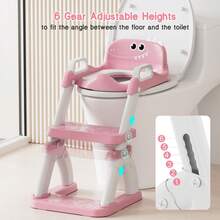 Potty Training Toilet Seat With Step Stool Ladder, 2-In-1 Toddler Potty Seat With Removable Triangular Stable Base, Splash Guard, Non-Slip Pads And Step Stool, Dinosaur Design With Multiple Color Options - Pink - View 4
