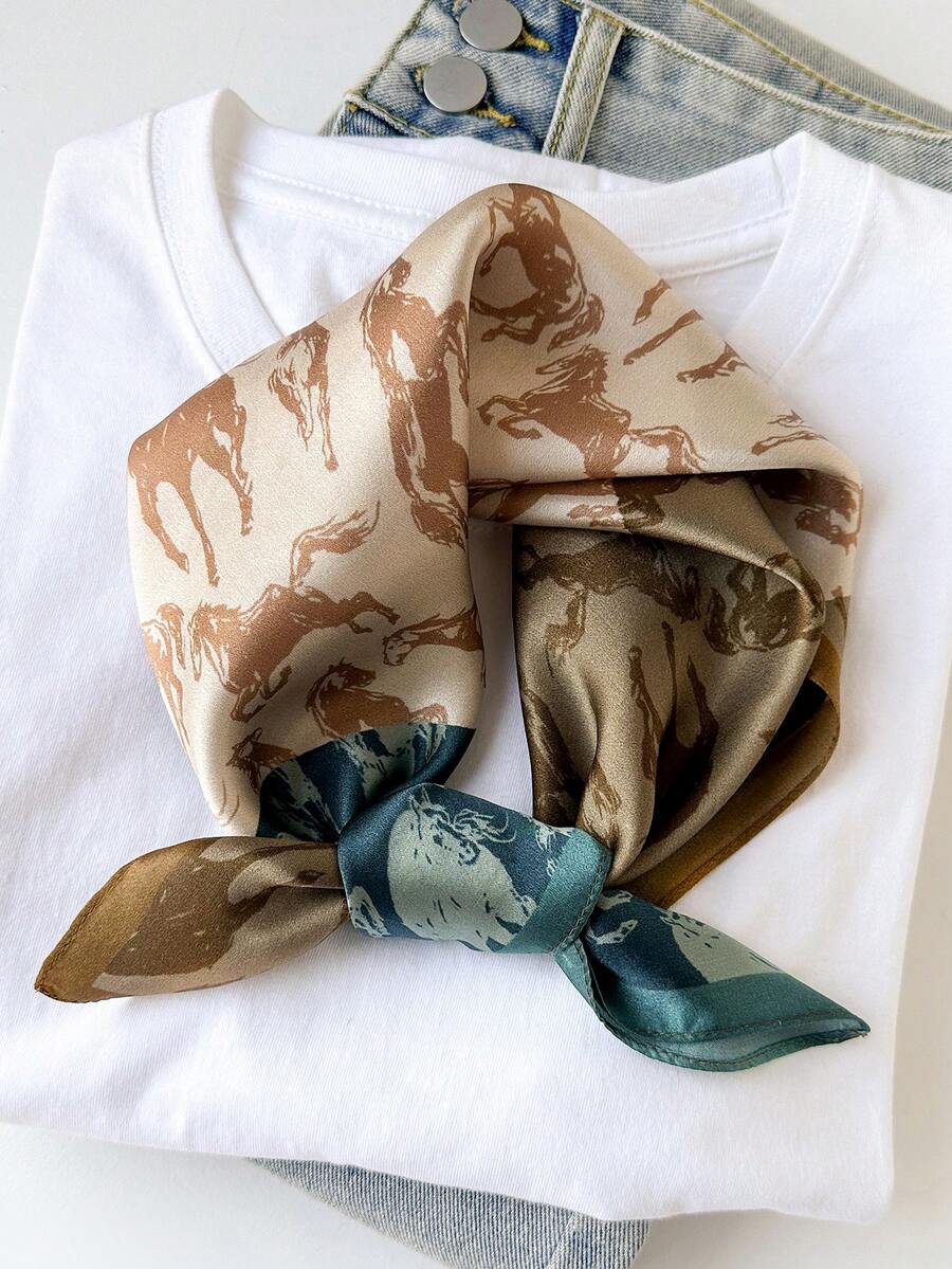 This 100% Pure Silk Scarf For Women Is Compact And Lightweight, Can Be Worn As A Headscarf Or Neck Scarf, Showcasing An Elegant, Fresh And Sweet Charm. The Size Is 20.87 X 20.87 Inches, Suitable For Dates And Daily Wear. - Multicolor - View 1