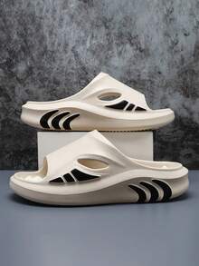 Sandalias de hombre con cojín de nube - Chanclas con suela gruesa amortiguadora de golpes, sandalias antideslizantes Y Khaki Blanco