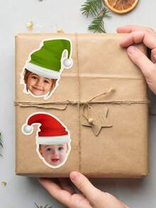 1-96pcs Customized Christmas Face Stickers | Christmas Gift Face Stickers | Gift Stickers | Customized Face Stickers | Christmas Gift | Face Stickers, Gift Stickers, Holiday Stickers, Customized Face Stickers, Face Photo Stickers - White - View 3