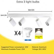 CANMEIJIA Spot encastré au plafond GU10, lampe de plafond moderne en aluminium, spots simples/doubles/triples/quadruples, noir/blanc, avec ou sans ampoules, installation facile, convient pour couloir, entrée, vitrine, pièce, cuisine, hall d'exposition, salle de lecture, salle à manger, bar, chambre, café, salon, magasin de vêtements