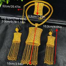 1 Halskette, 1 Ring, 1 Paar Ohrringe Mode Damen Vergoldetes Seil Kreis Anhänger Schmuckset, 3-teilig, geeignet für saudische, nahöstliche, Dubaiische, europäische und amerikanische Bräute, Hochzeiten, Partys, Dates, Kleider, Weihnachten, Neujahr, Valentinstag, Halloween Feiertage, täglichen Gebrauch, Geschenk für Mutter, Freundin, Schwester